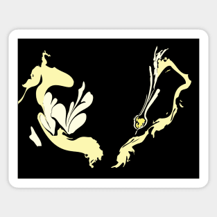 Yellow-Black Water Marbling Abstract Fluid Art Sticker